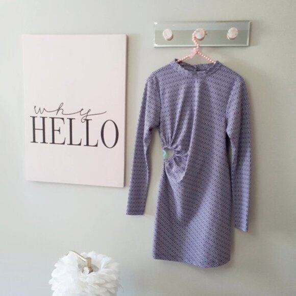 NWT Zara lilac jacquard print cut out back, heart detail side short dress, L - Picture 8 of 9